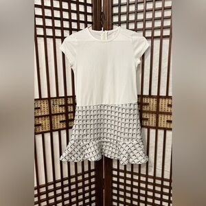 Biscotti White and Black Patterned Kids Dress